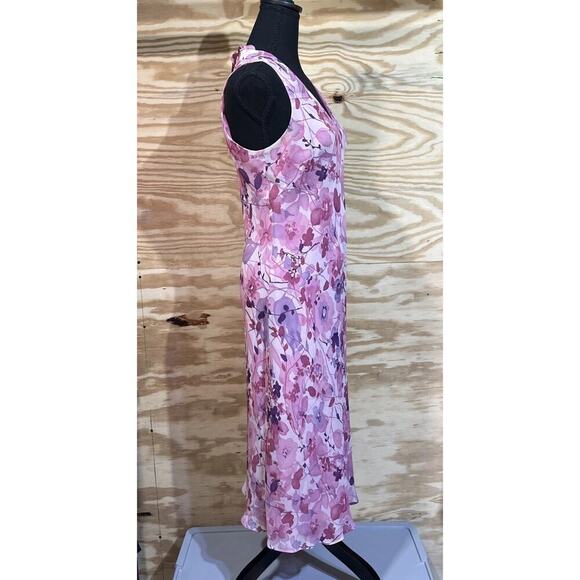 Vintage Ann Taylor Maxi Floral Dress Pink Size 8P Sheer Flowy Boho Feminine - Picture 5 of 16